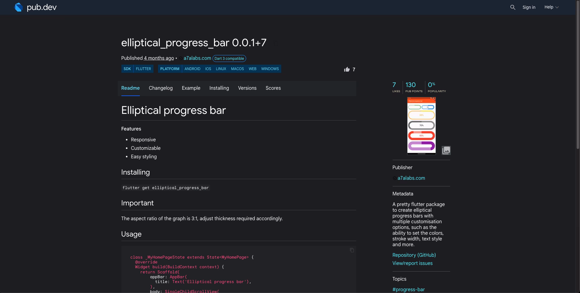 Elliptical progress bar